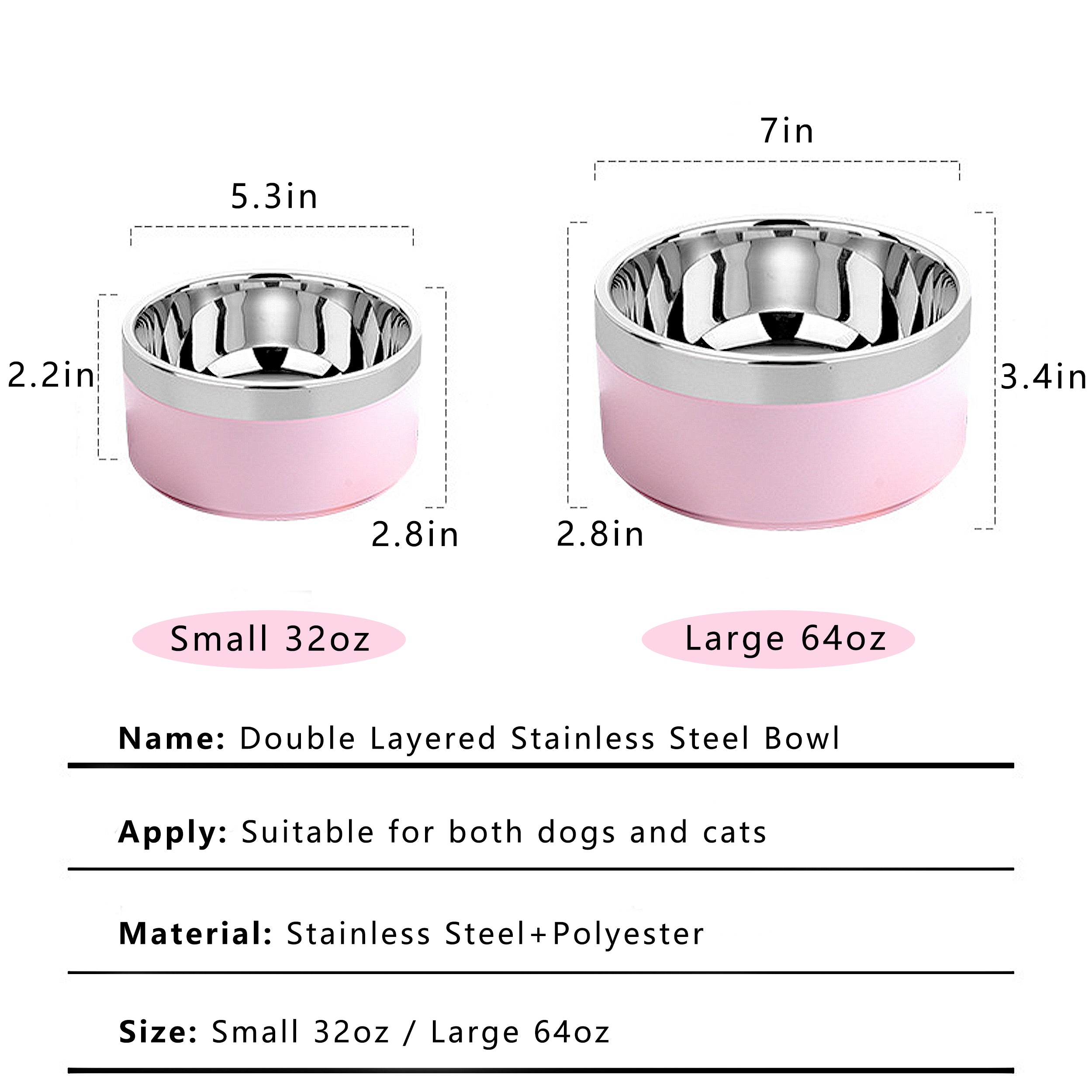 Anna-Kaci Stainless Steel Dog Bowl with Non-Slip Base and Removable Inner Bowl