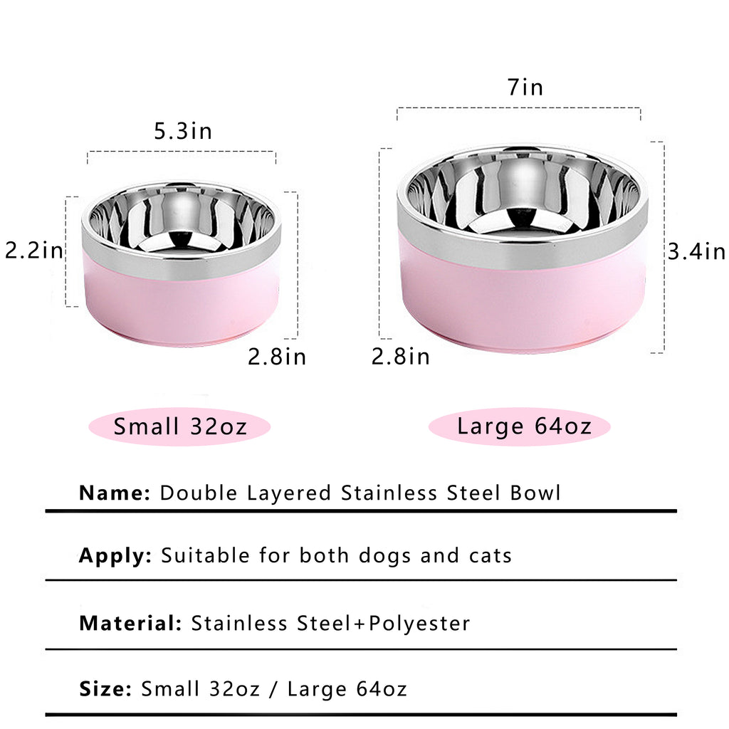 Anna-Kaci Stainless Steel Dog Bowl with Non-Slip Base and Removable Inner Bowl
