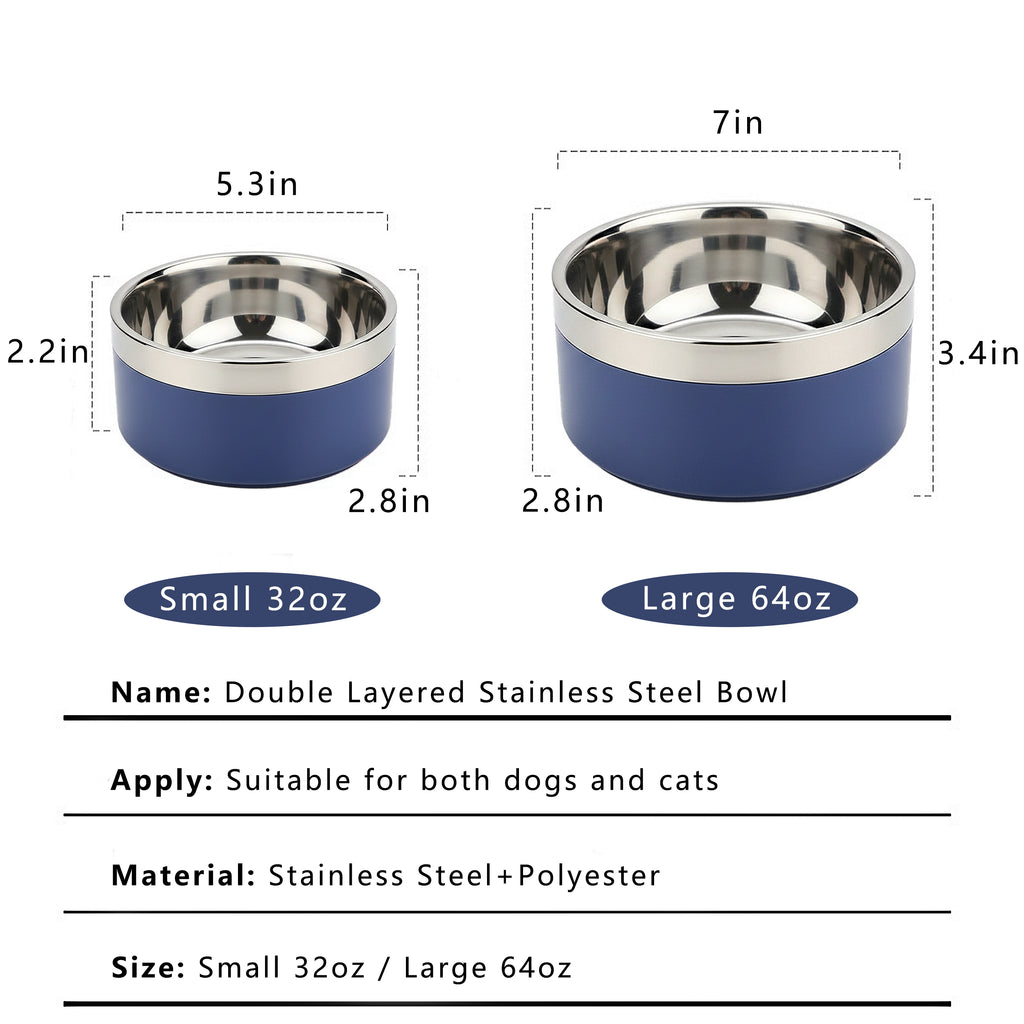 Anna-Kaci Stainless Steel Dog Bowl with Non-Slip Base and Removable Inner Bowl