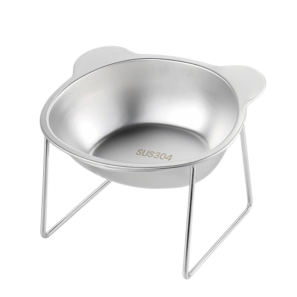 Anna-Kaci Elevated Stainless Steel Cat Bowl with 15 Degree Tilt and Stable Stand