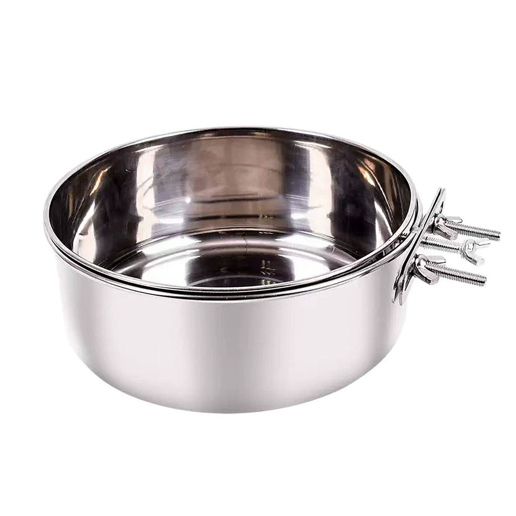 Anna-Kaci Stainless Steel Dog Crate Mounted Bowl with Adjustable Clamp Bracket