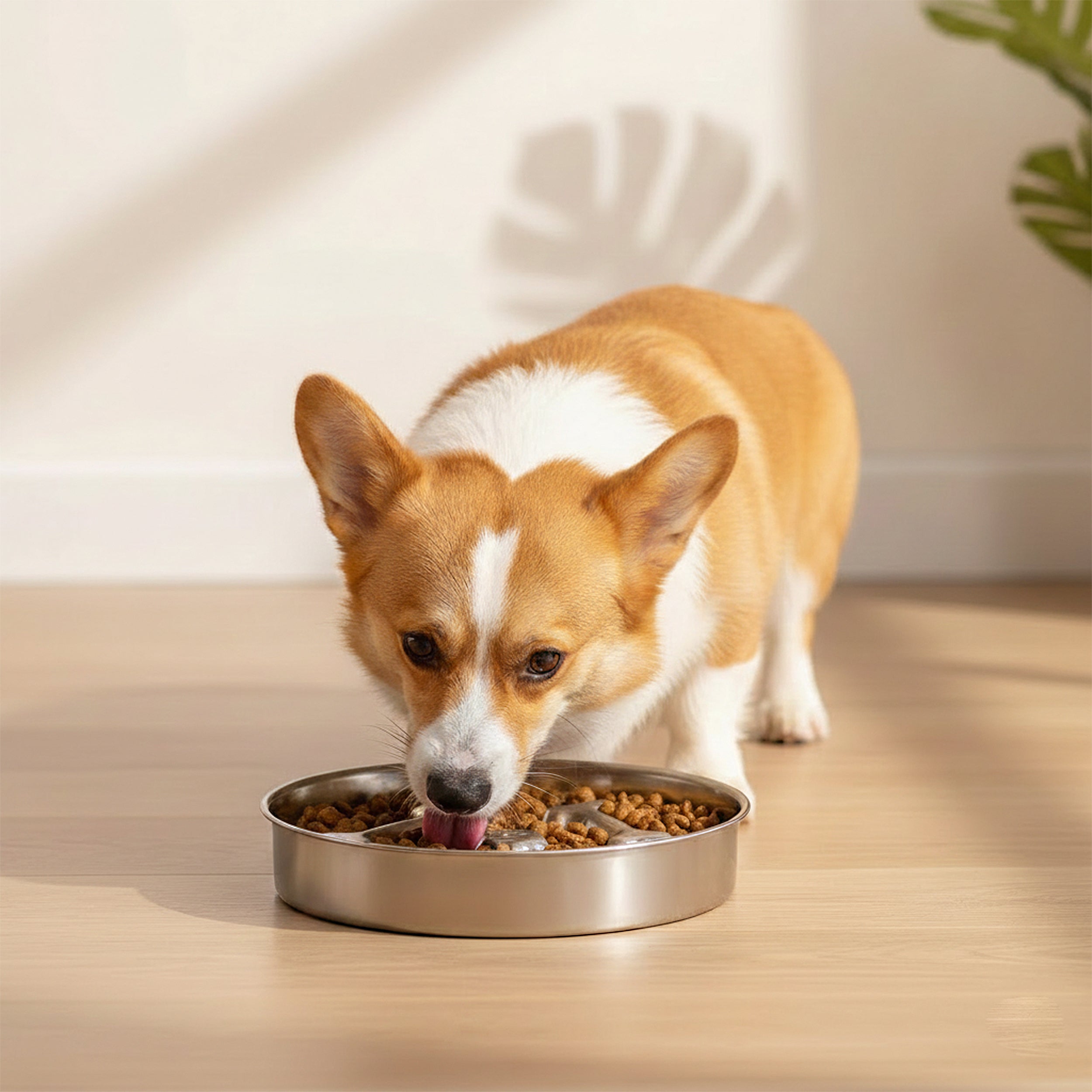 Anna-Kaci Stainless Steel Dog Slow Feeder Bowl with Raised Design
