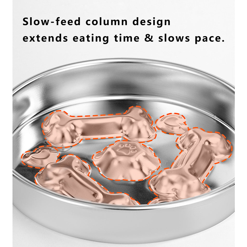 Anna-Kaci Stainless Steel Dog Slow Feeder Bowl with Raised Design