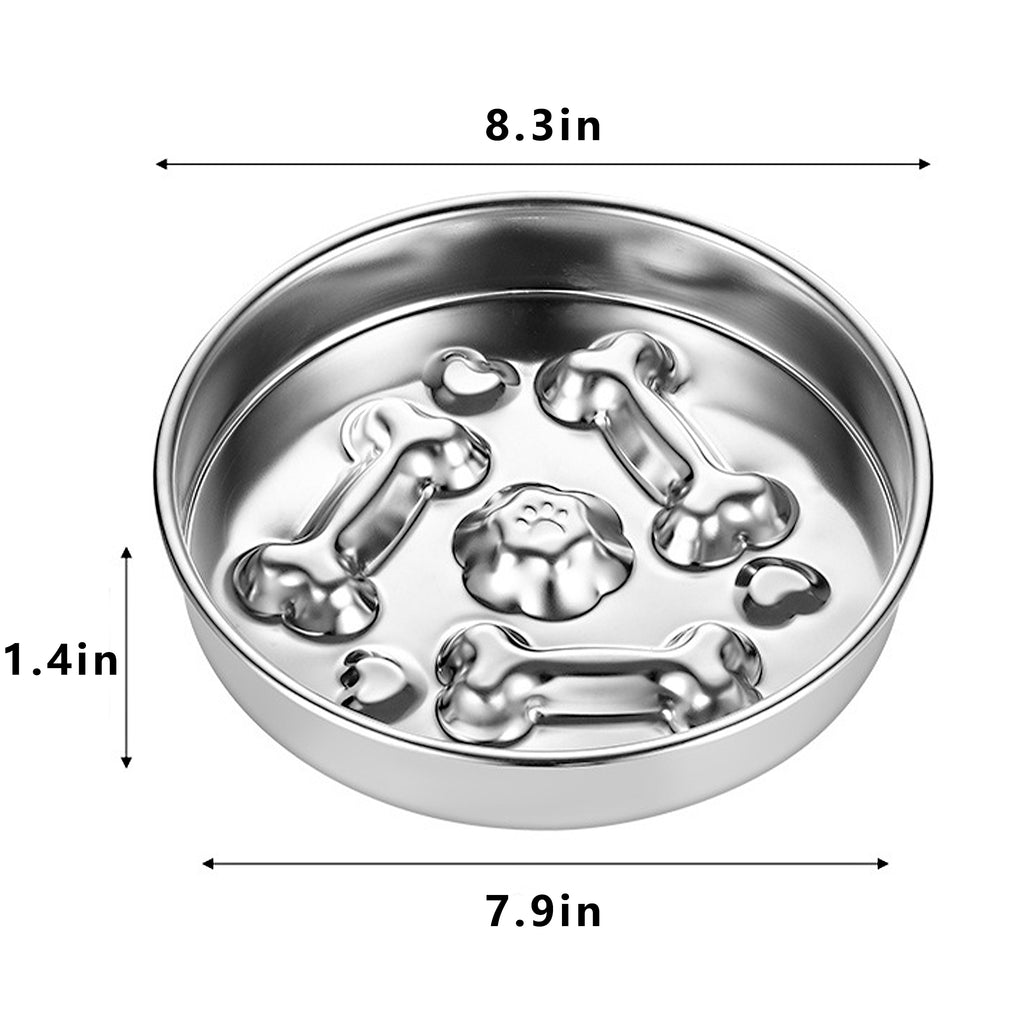 Anna-Kaci Stainless Steel Dog Slow Feeder Bowl with Raised Design