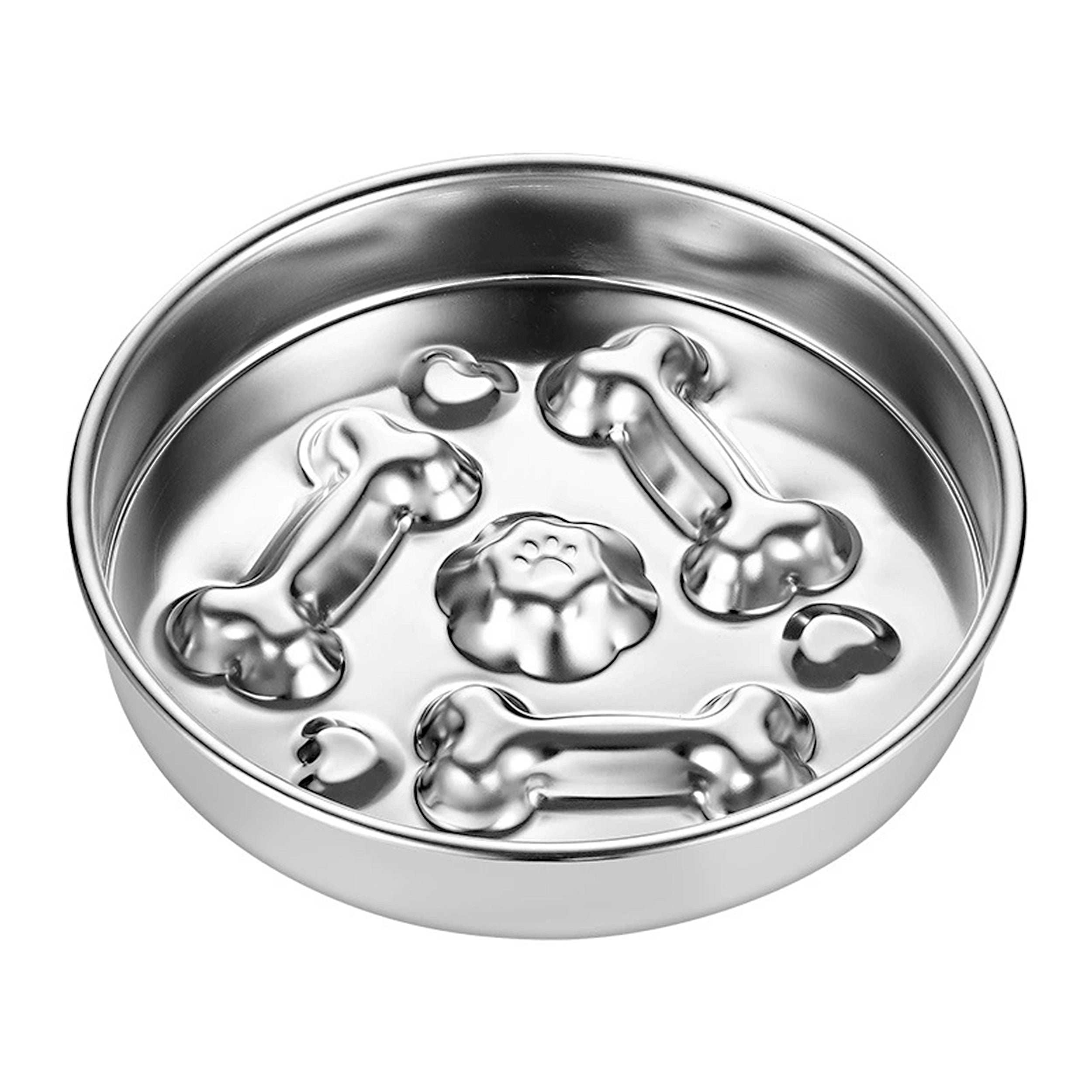 Anna-Kaci Stainless Steel Dog Slow Feeder Bowl with Raised Design