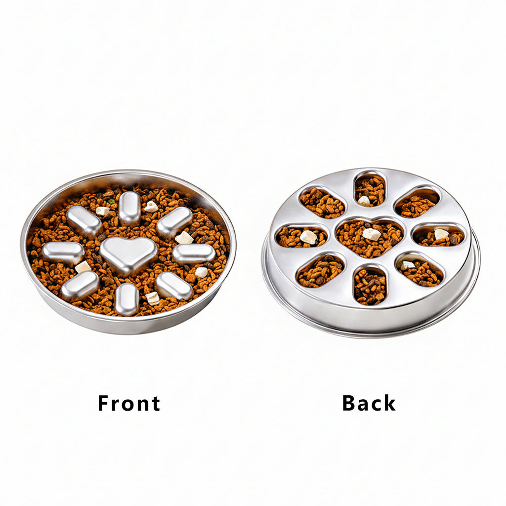Anna-Kaci Stainless Steel Slow Feeder Dog Bowl with Anti-Gulp Design, Wide Rim, Easy Clean