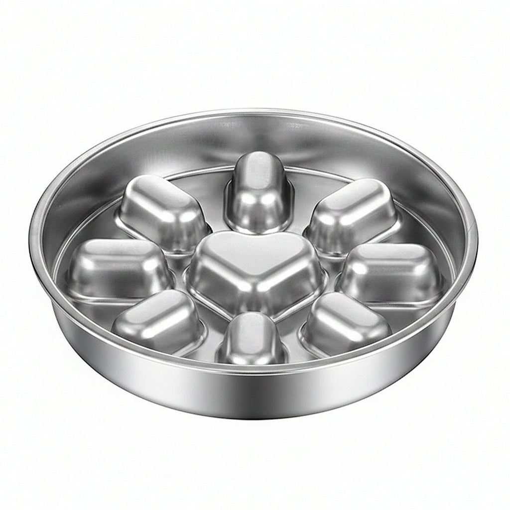 Anna-Kaci Stainless Steel Slow Feeder Dog Bowl with Anti-Gulp Design, Wide Rim, Easy Clean