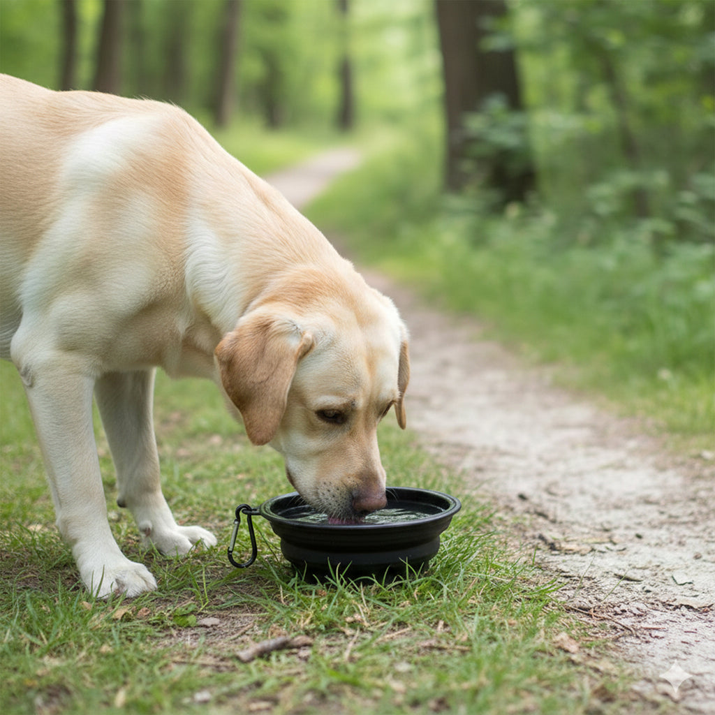 Anna-Kaci Collapsible Travel Dog Water Bowl with Carabiner Clip Non-Slip Base