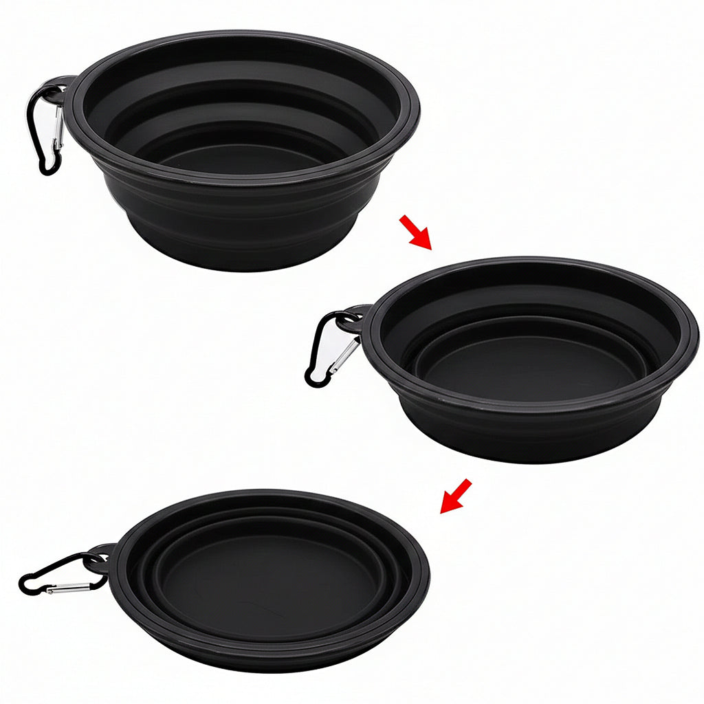 Anna-Kaci Collapsible Travel Dog Water Bowl with Carabiner Clip Non-Slip Base