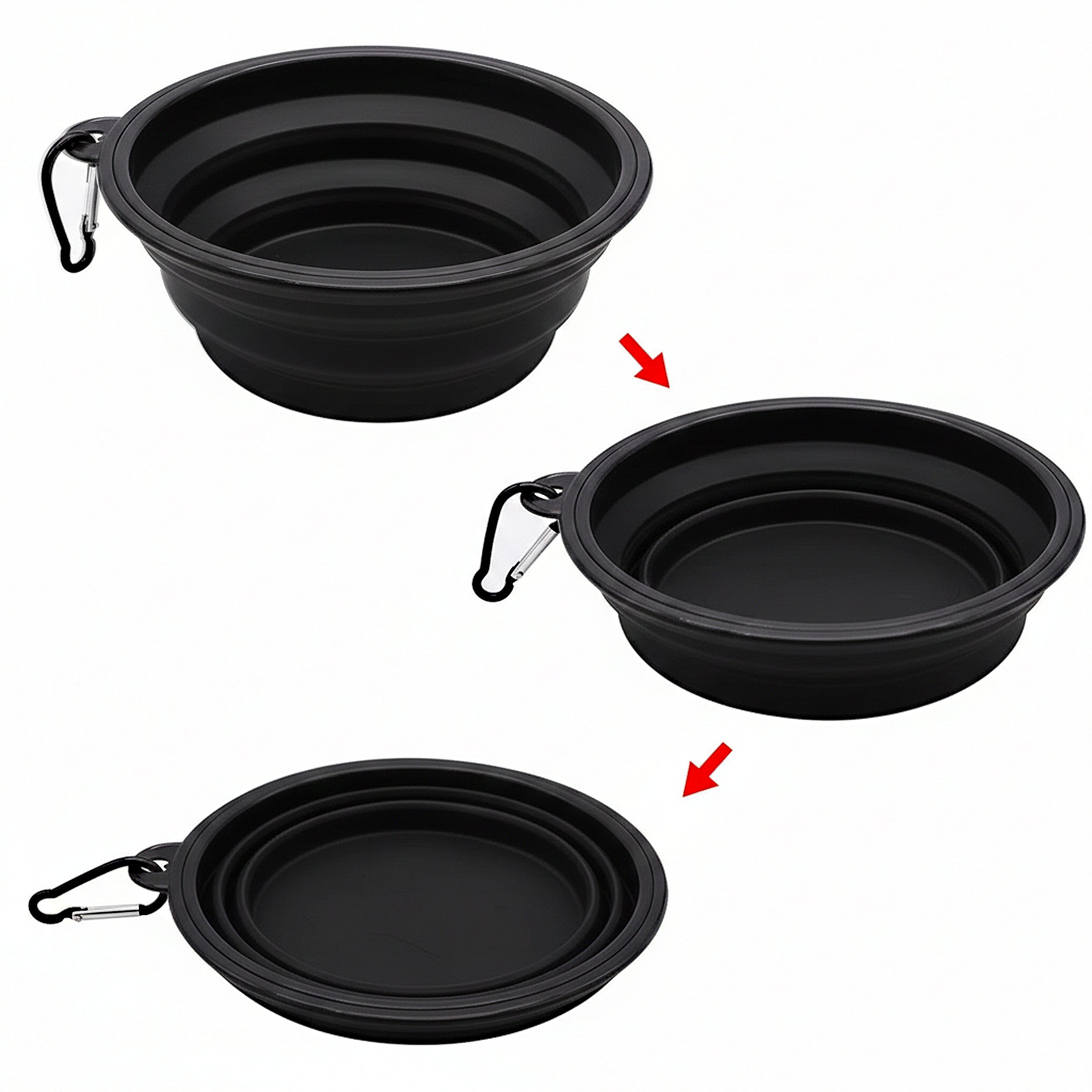 Anna-Kaci Collapsible Travel Dog Water Bowl with Carabiner Clip Non-Slip Base