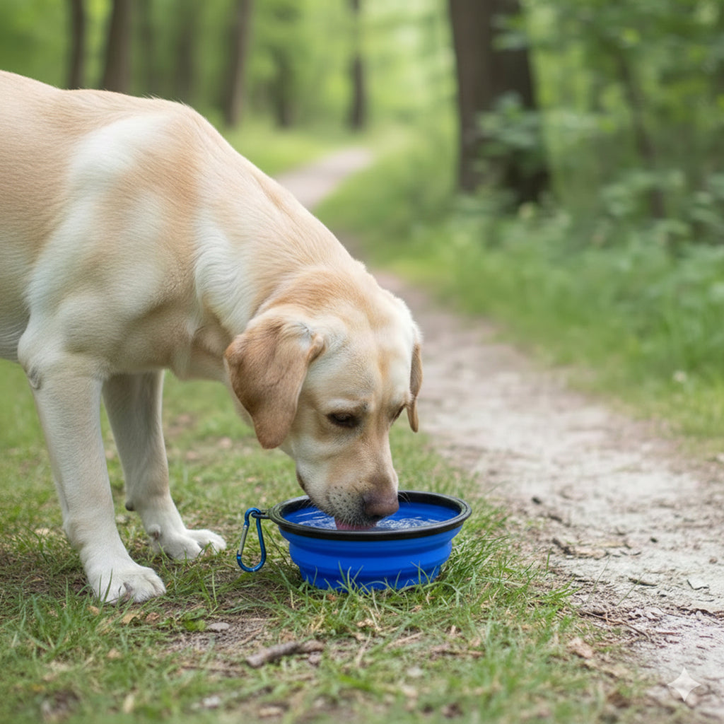 Anna-Kaci Collapsible Travel Dog Water Bowl with Carabiner Clip Non-Slip Base