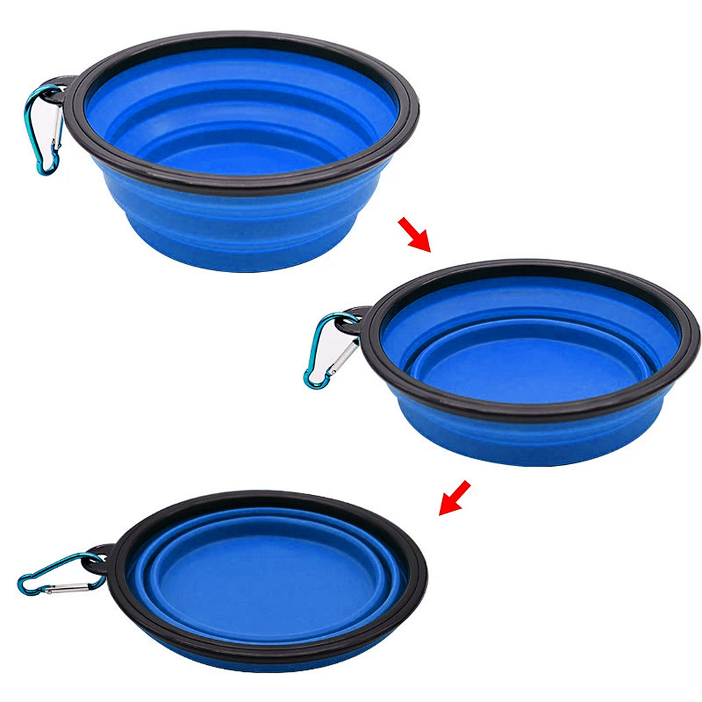 Anna-Kaci Collapsible Travel Dog Water Bowl with Carabiner Clip Non-Slip Base