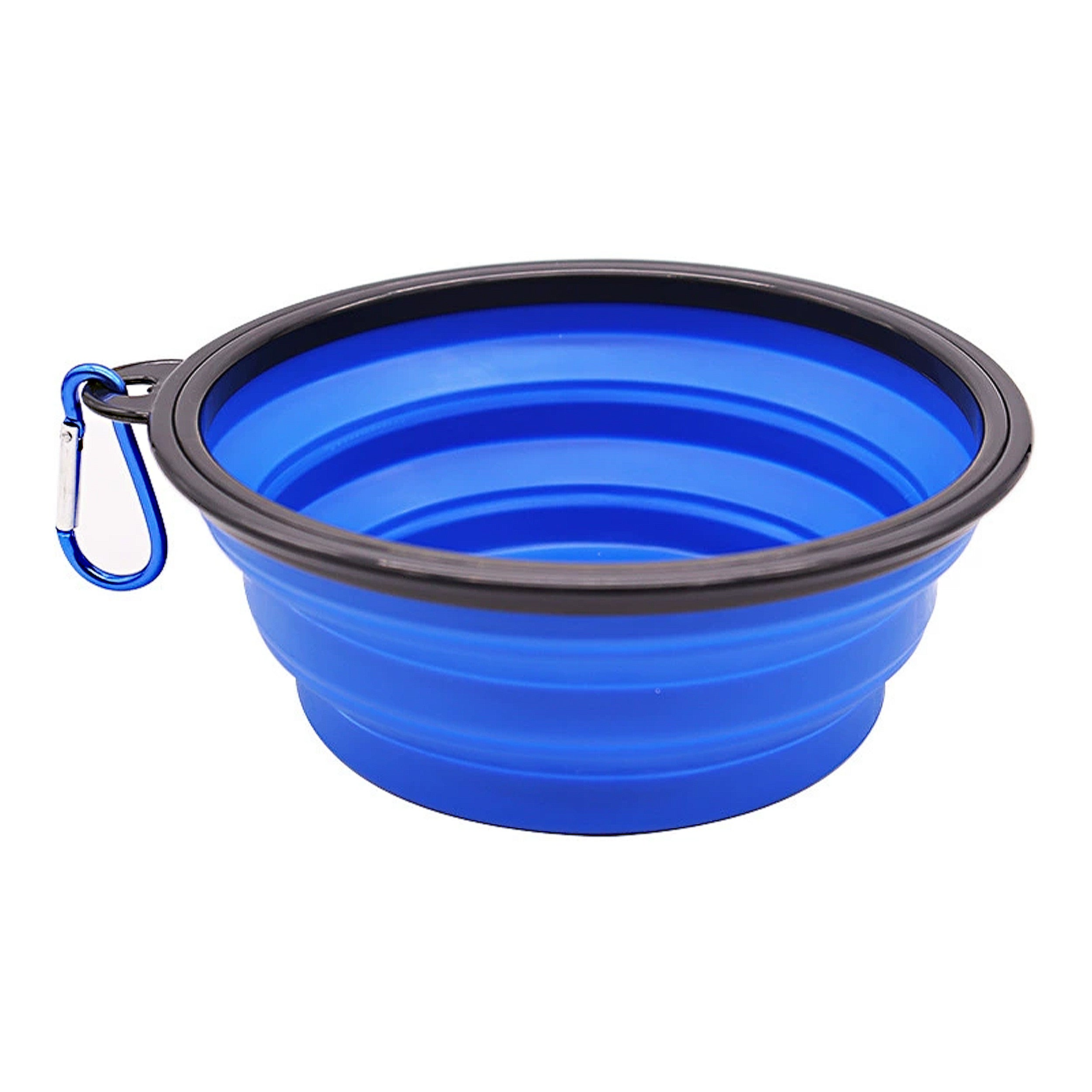 Anna-Kaci Collapsible Travel Dog Water Bowl with Carabiner Clip Non-Slip Base