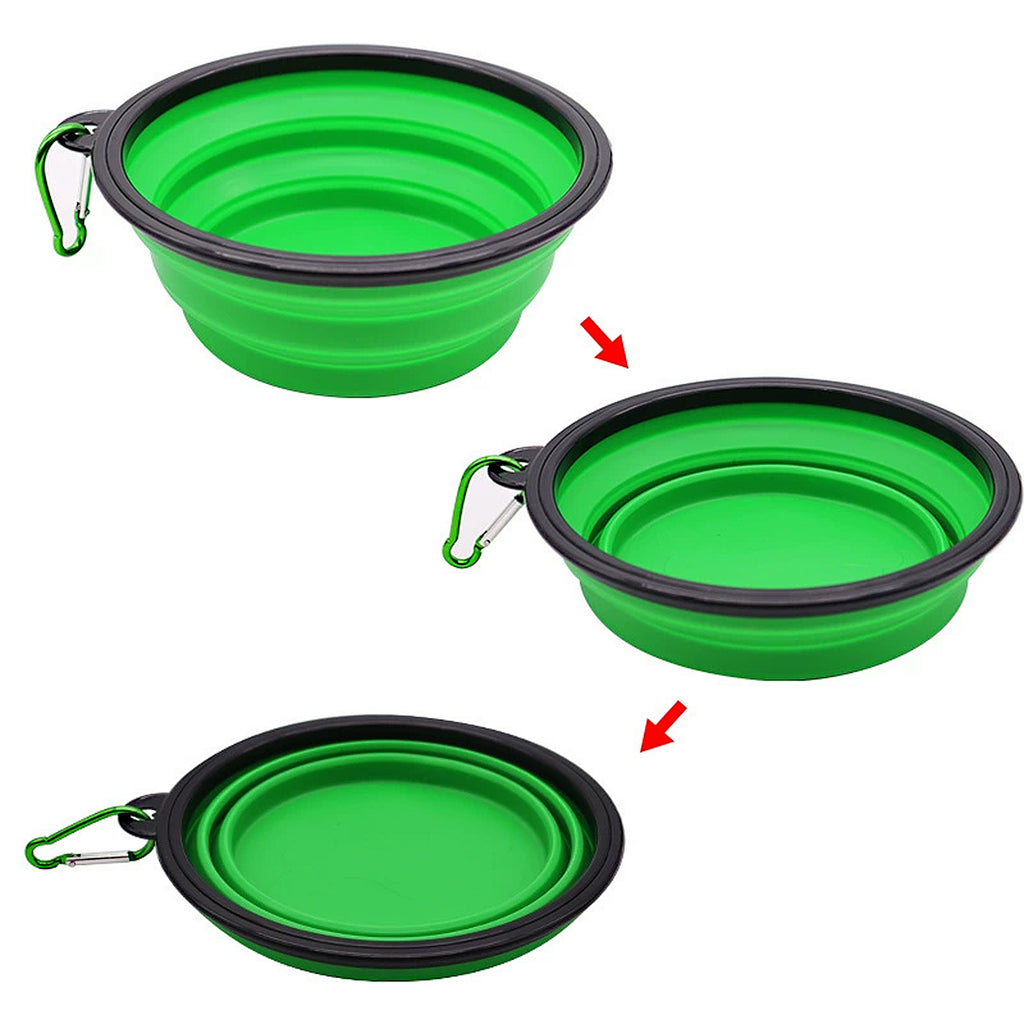 Anna-Kaci Collapsible Travel Dog Water Bowl with Carabiner Clip Non-Slip Base