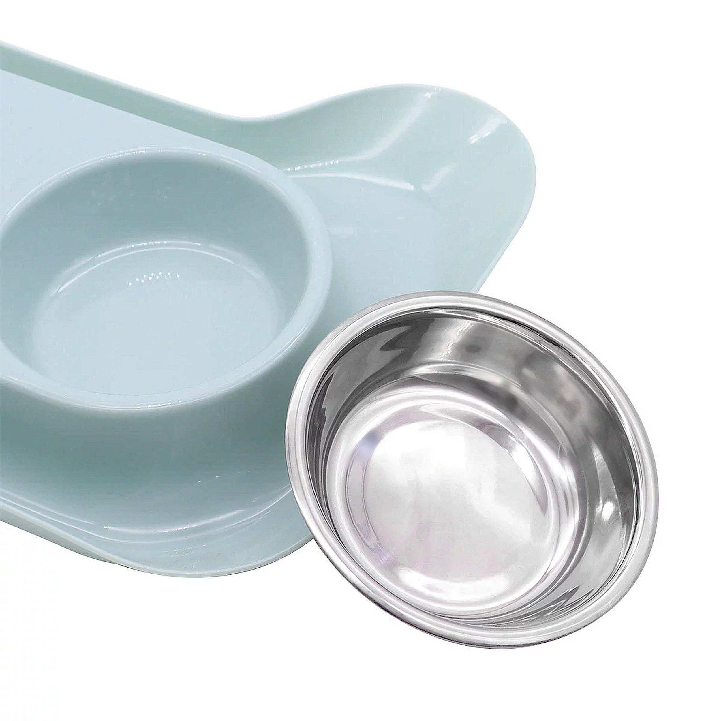 Anna-Kaci Stainless Steel Double Cat Bowl with Non-Slip Base for Food and Water