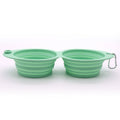Anna-Kaci Collapsible Silicone Double Pet Bowl with Clip, Lightweight Travel Food and Water Feeder