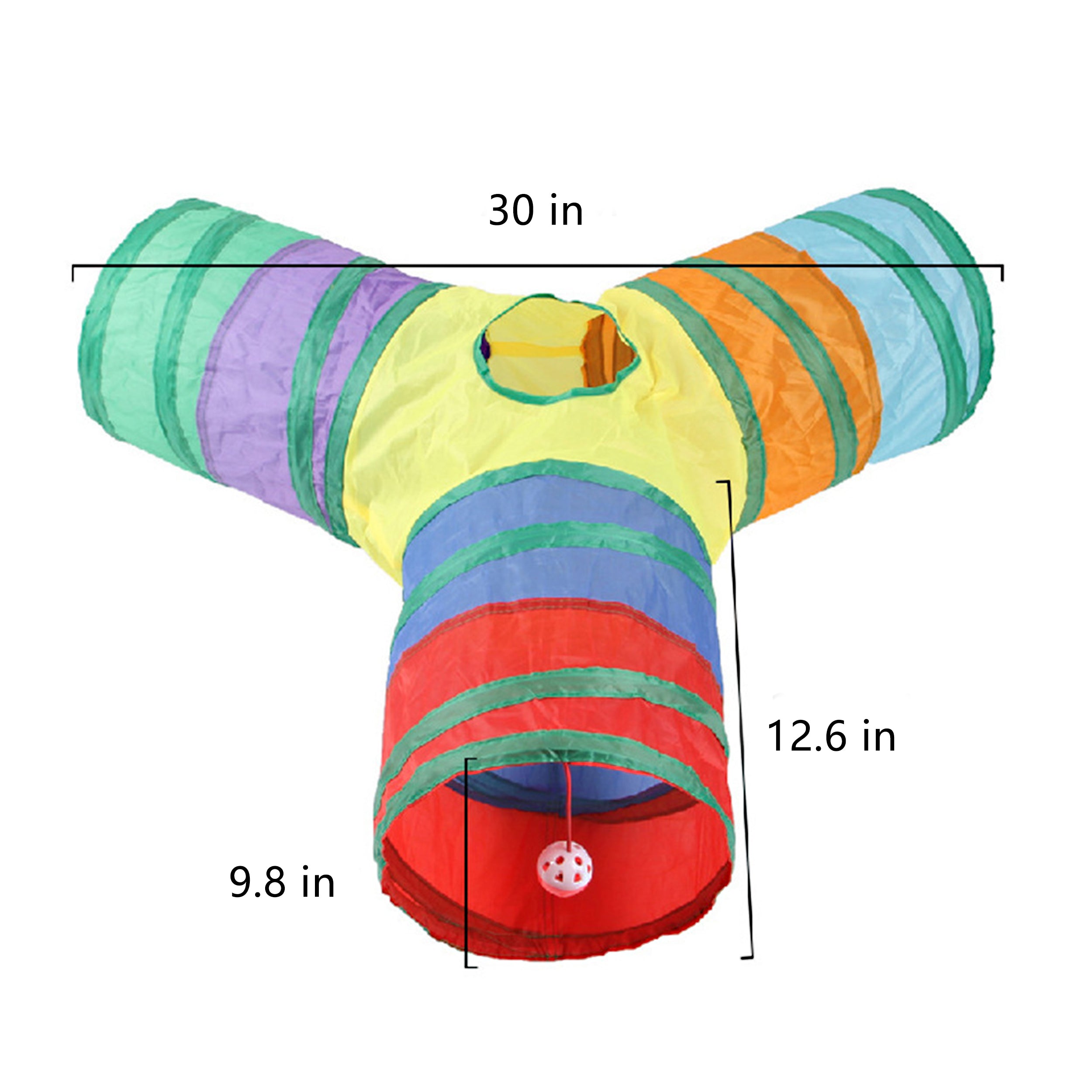Anna-Kaci 3 Way Cat Tunnel Toy with Crinkle Fabric Peek Hole and Hanging Ball Collapsible Cat Play Tunnel