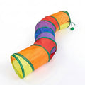 Anna-Kaci S Shaped Cat Tunnel Toy with Peek Hole and Hanging Ball Collapsible Indoor Cat Play Tunnel