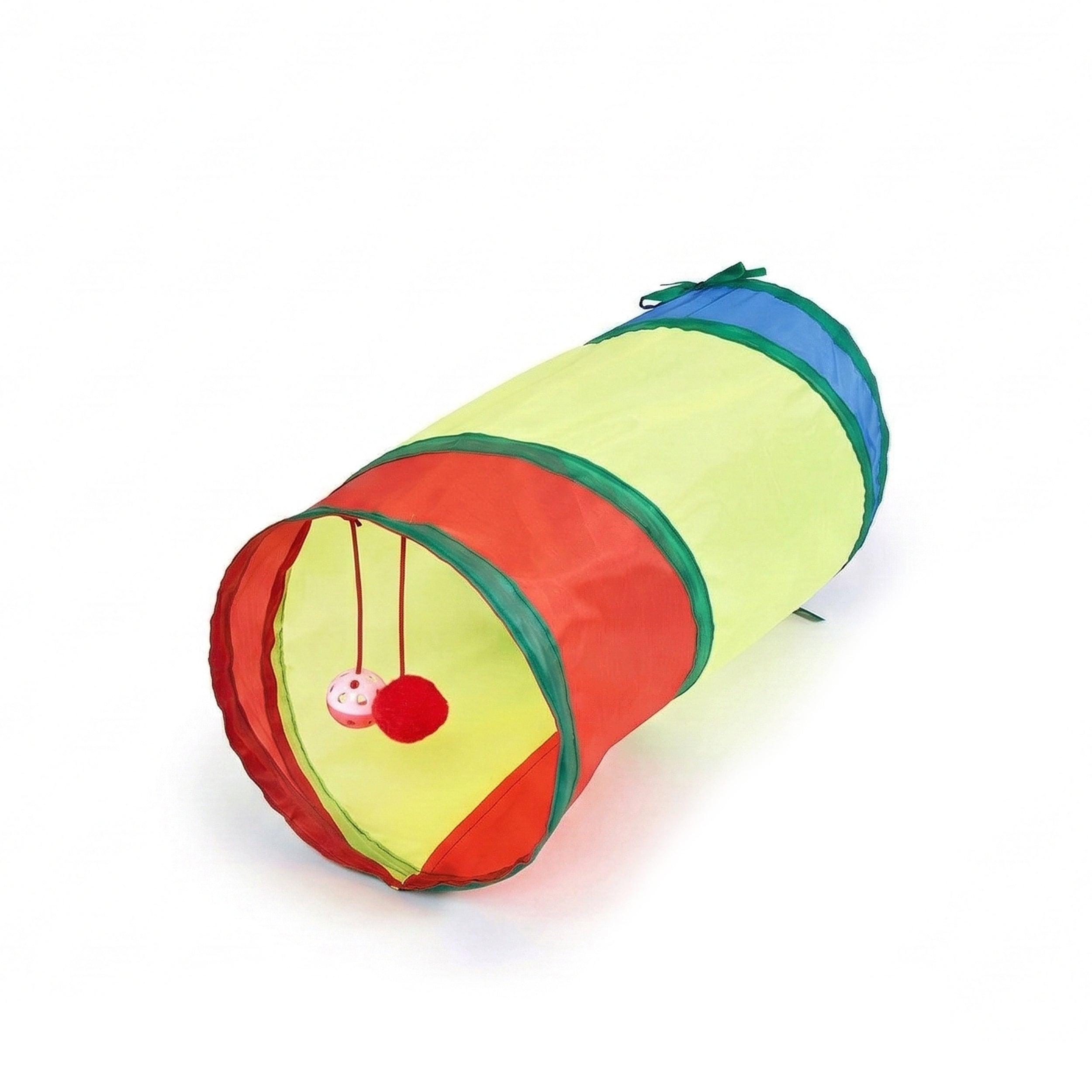 Anna-Kaci Cat Tunnel Toy with Crinkle Fabric Peek Hole and Hanging Ball Collapsible Indoor Cat Play Tunnel