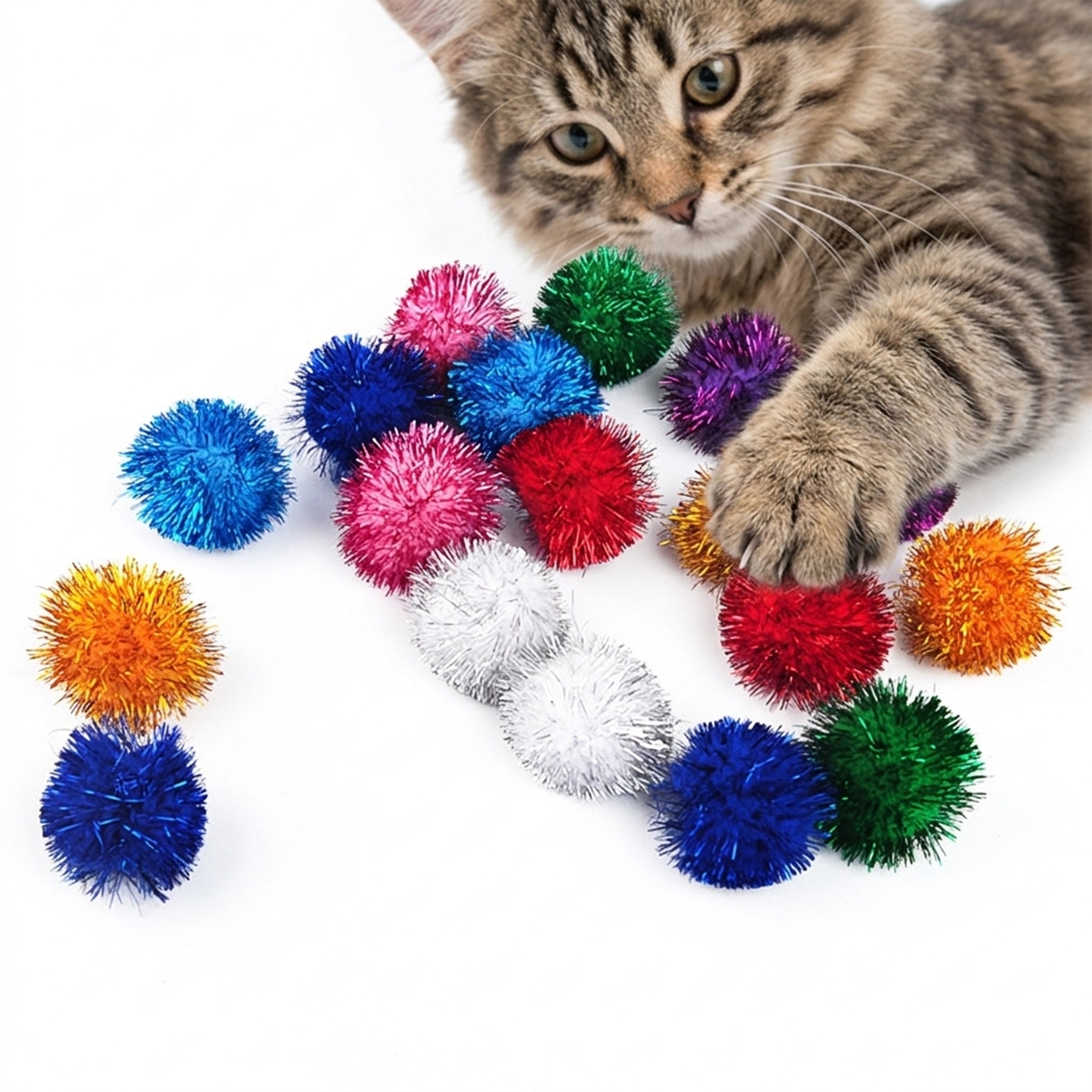 Anna-Kaci Crinkle Cat Toy Balls Interactive Foil Cat Toys Lightweight Cat Play Balls for Indoor Cats