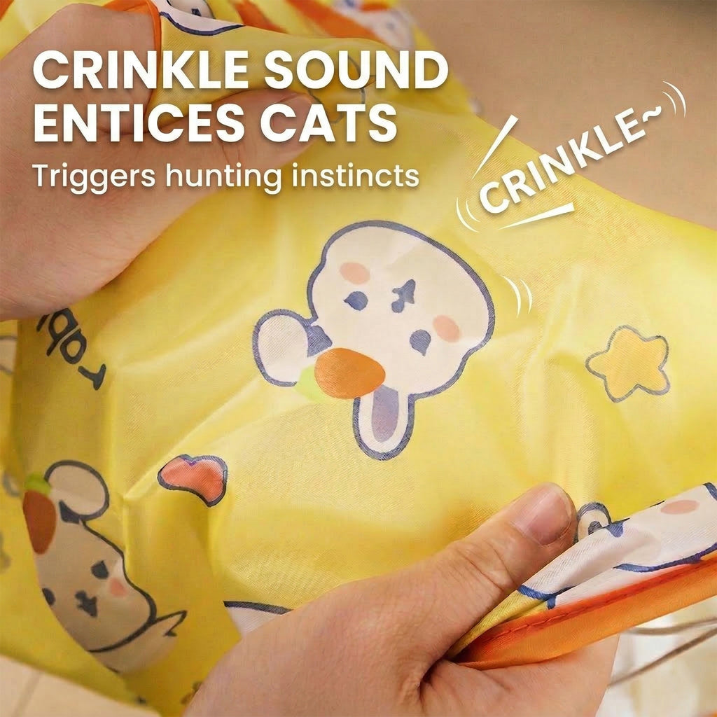 Anna-Kaci Interactive Cat Crinkle Bag Toy with Peek Holes Indoor Cat Hide and Seek Tunnel Toy