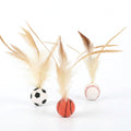 Anna-Kaci Interactive Feather Cat Toy Balls with Natural Feathers Bouncy Cat Toys for Indoor Cats 3 Pack