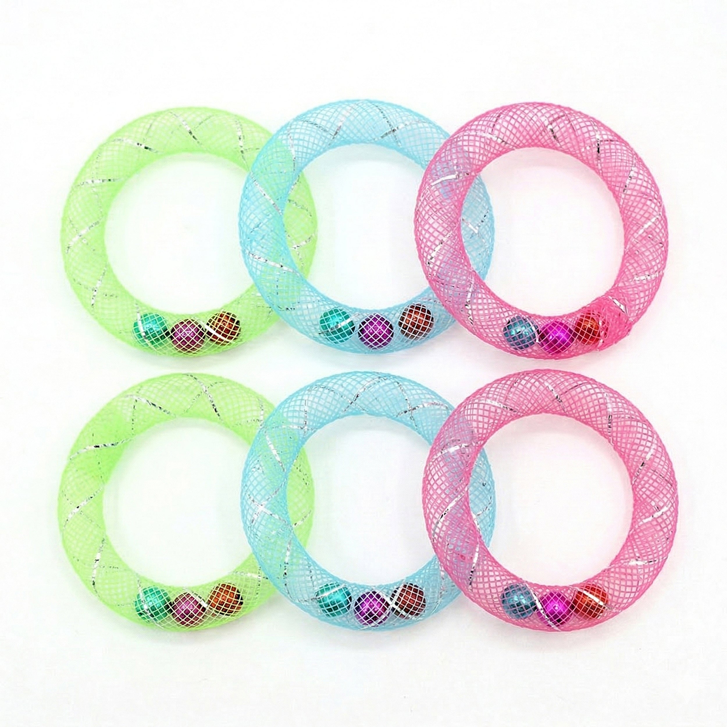 Anna-Kaci Interactive Mesh Cat Toy Rings with Bell Colorful Lightweight Cat Toys for Indoor Cats 6 Pack