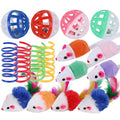 Anna-Kaci 16 Pack Cat Toy Variety Pack Balls Springs Plush Mice Interactive Toys for Indoor Cats