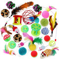 Anna-Kaci 26 Pack Cat Toy Variety Set with Feather Teasers Plush Mice Balls and Bell Toys for Cats