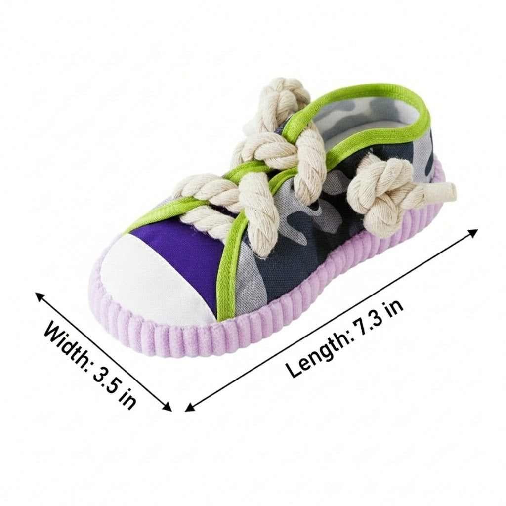 Anna-Kaci 3 Pack Dog Rope Chew Toys with Squeaker Slipper Shape Durable Teeth Cleaning Tug Toys