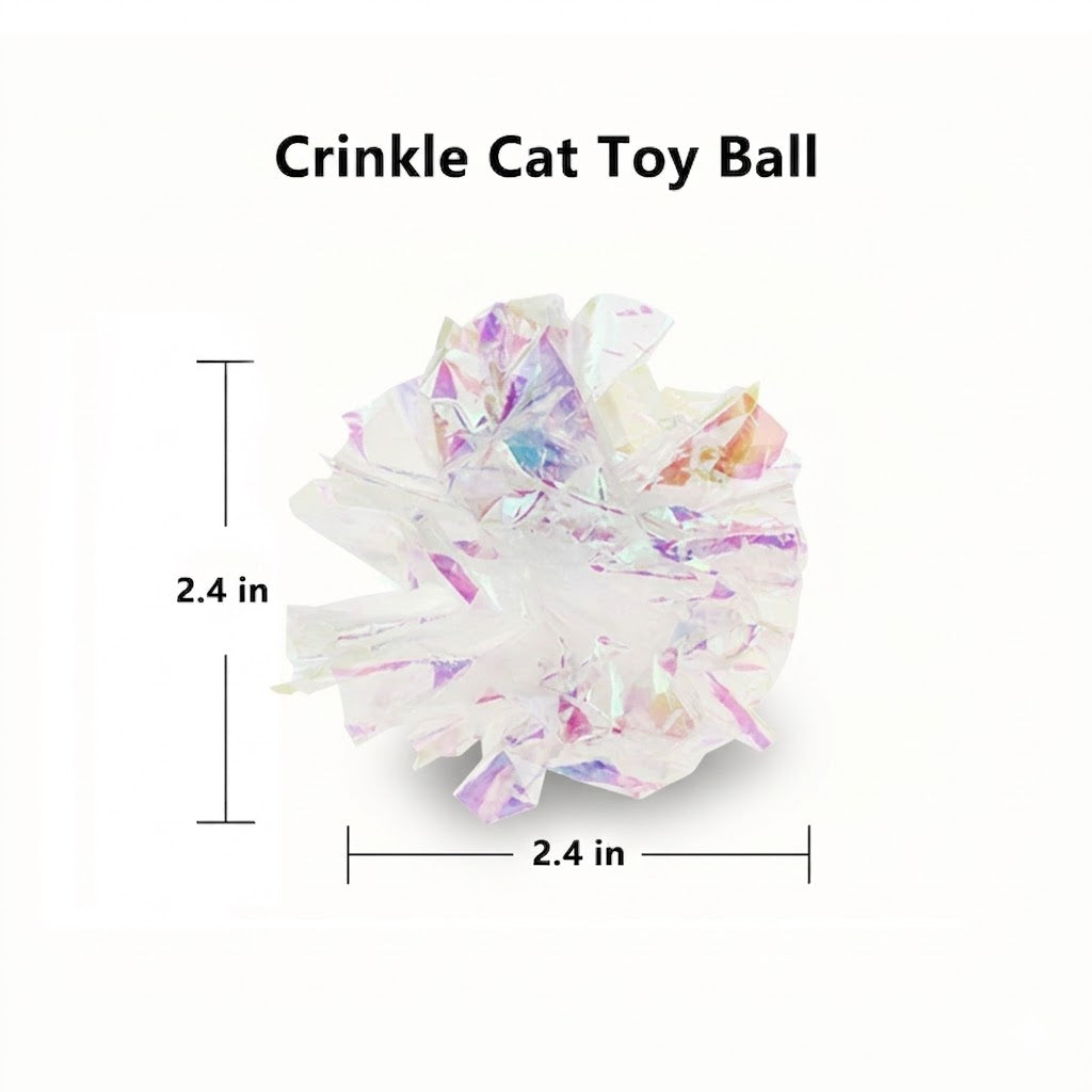Anna-Kaci Cat Crinkle Ball Toy Pack of 12 Lightweight Interactive Sound Teaser for Indoor Play