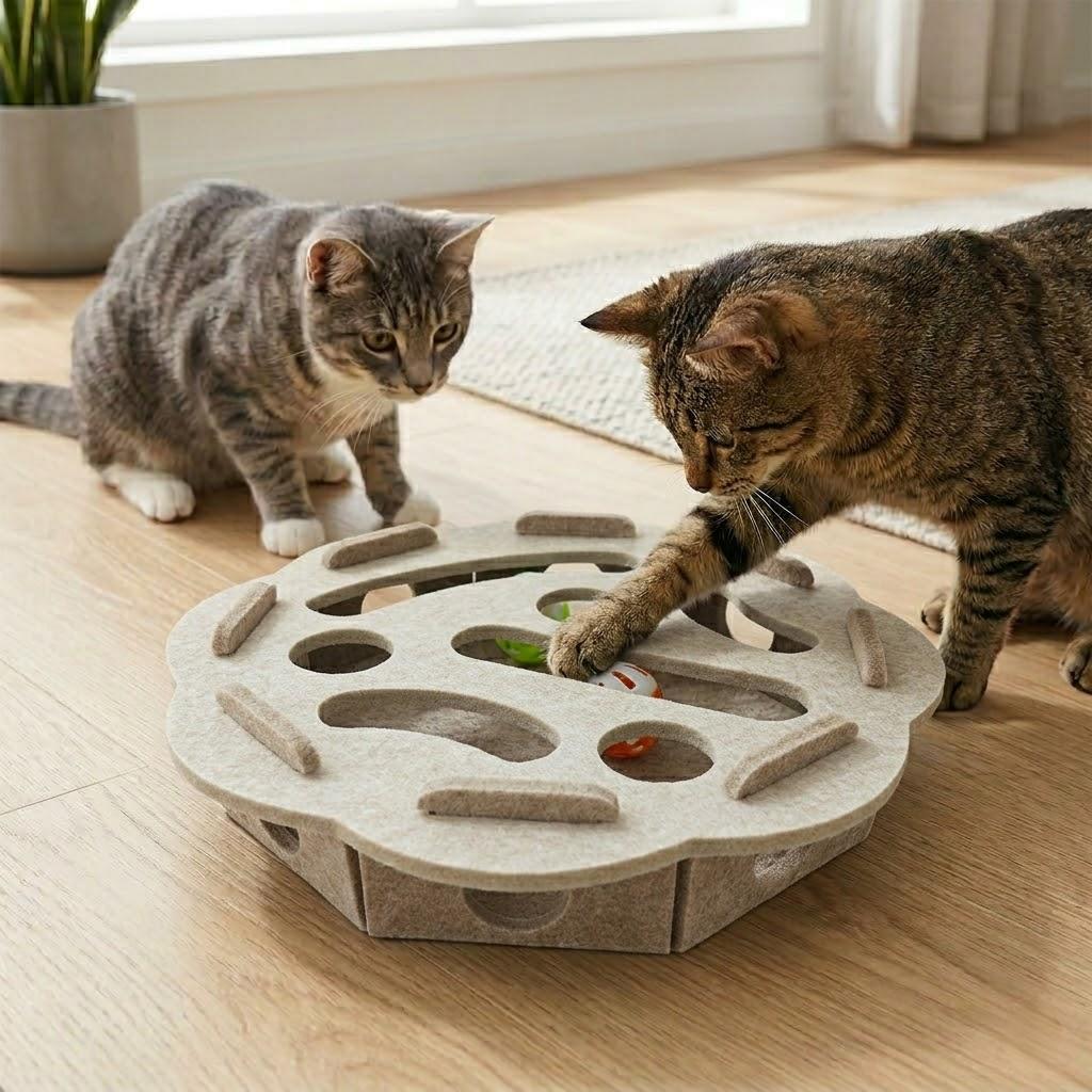 Anna-Kaci Interactive Cat Puzzle Toy Felt Treat Maze Enrichment Toy for Indoor Cats