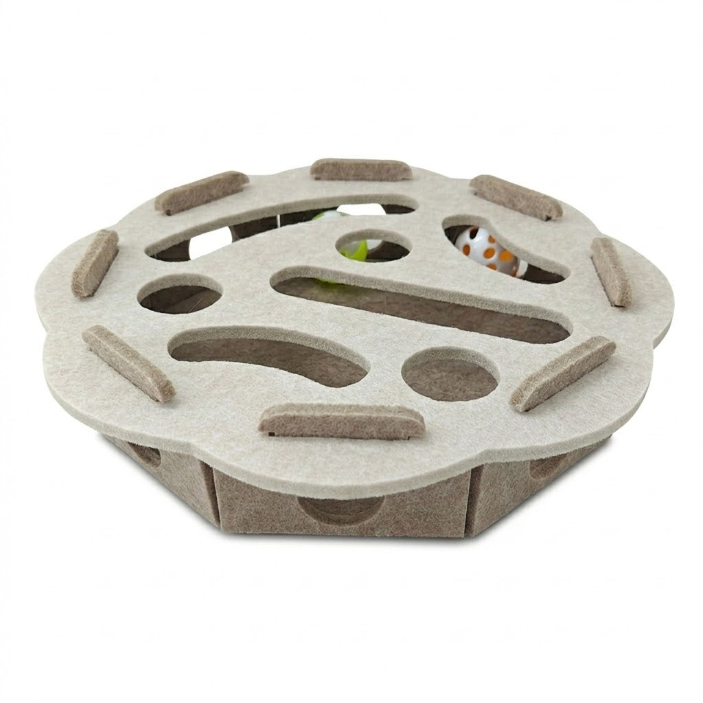 Anna-Kaci Interactive Cat Puzzle Toy Felt Treat Maze Enrichment Toy for Indoor Cats