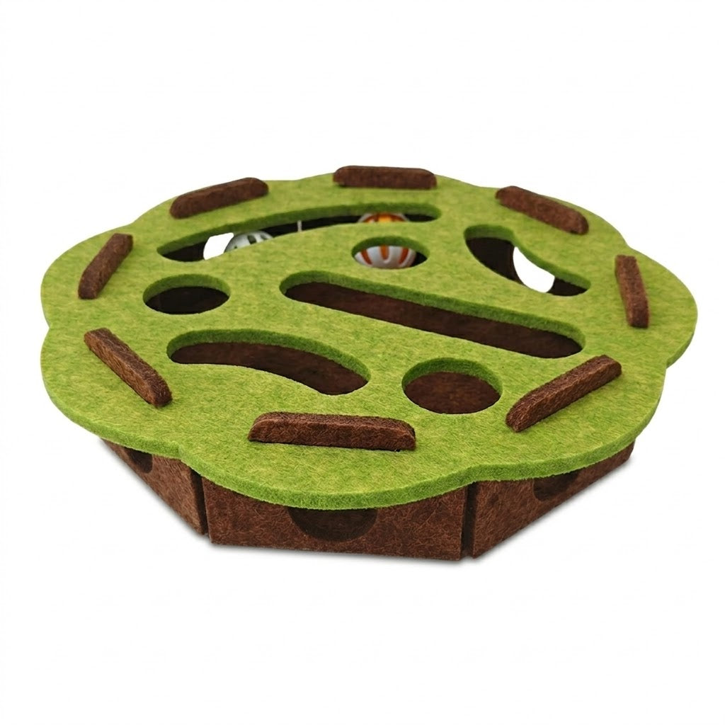 Anna-Kaci Interactive Cat Puzzle Toy Felt Treat Maze Enrichment Toy for Indoor Cats