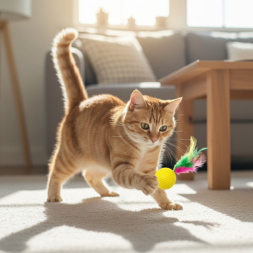 Anna-Kaci 12 Pack Cat Toy Balls with Feathers, Interactive Kitten Play Set, Lightweight Pet Toys