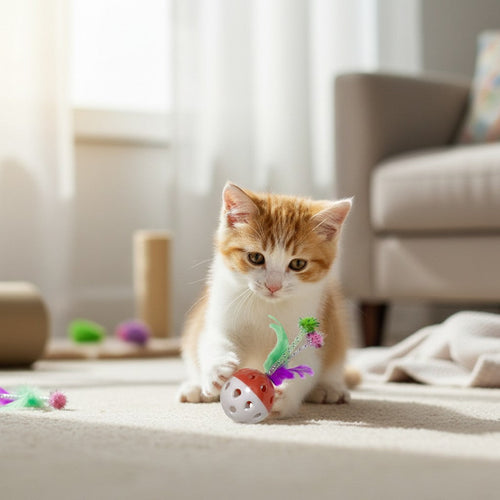 12 Pack Cat Toy Balls with Bell and Feathers, Interactive Kitten Toys, Lightweight Play Balls