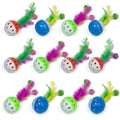Anna-Kaci 12 Pack Cat Toy Balls with Bell and Feathers, Interactive Kitten Toys, Lightweight Play Balls