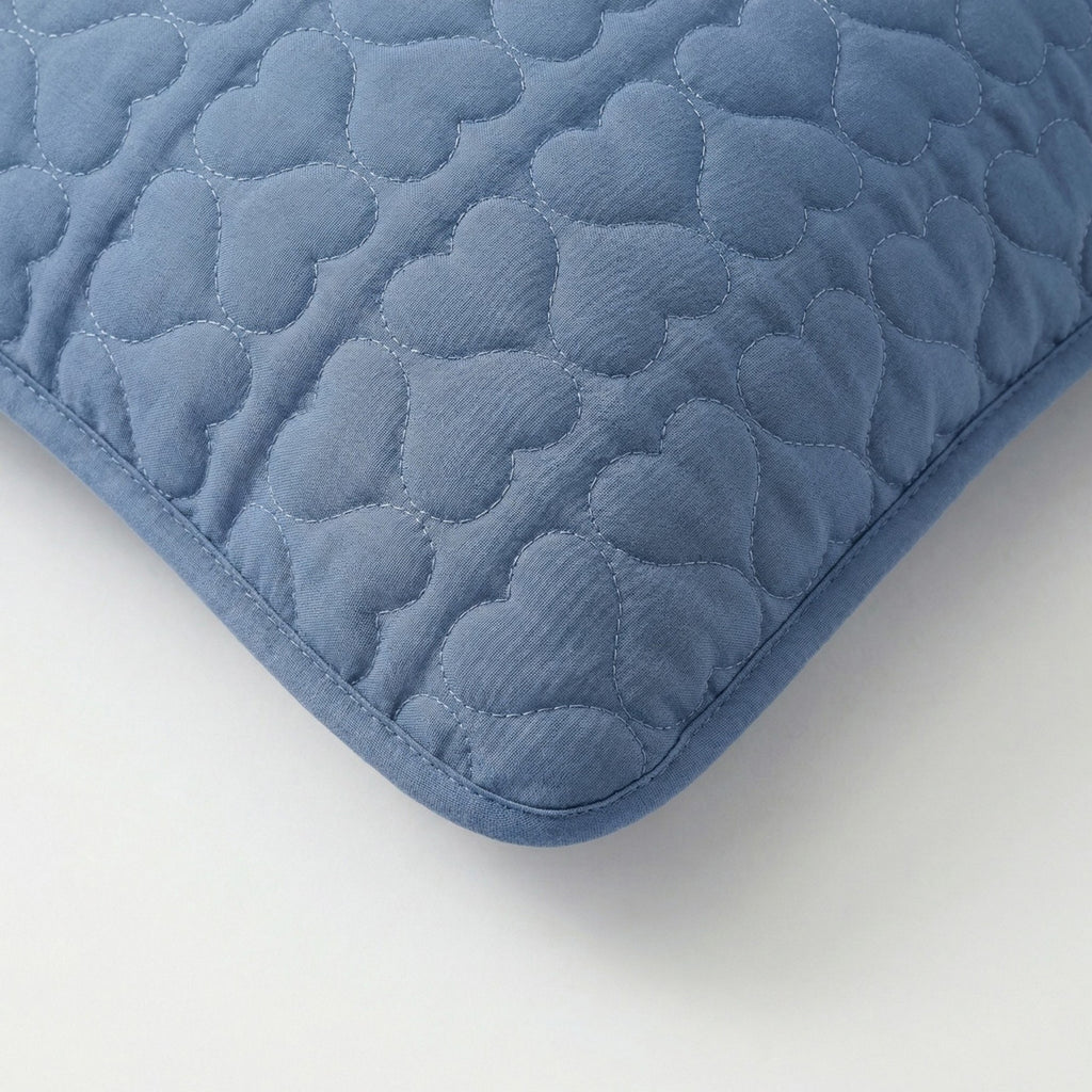 Anna-Kaci 2-Pack Heart Quilted Pillowcases with Envelope Closure Decorative Sleep Cover Set 18.9x29in