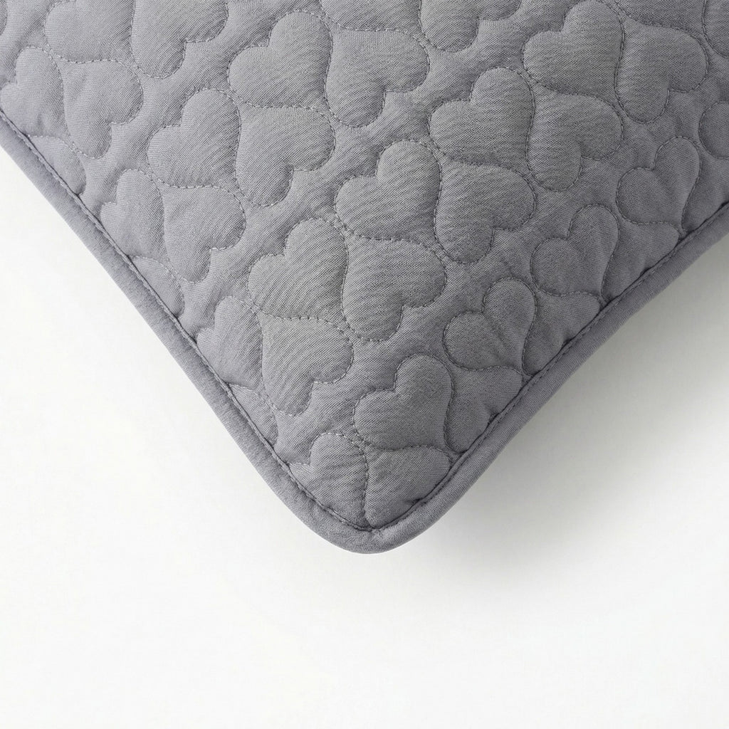Anna-Kaci 2-Pack Heart Quilted Pillowcases with Envelope Closure Decorative Sleep Cover Set 18.9x29in