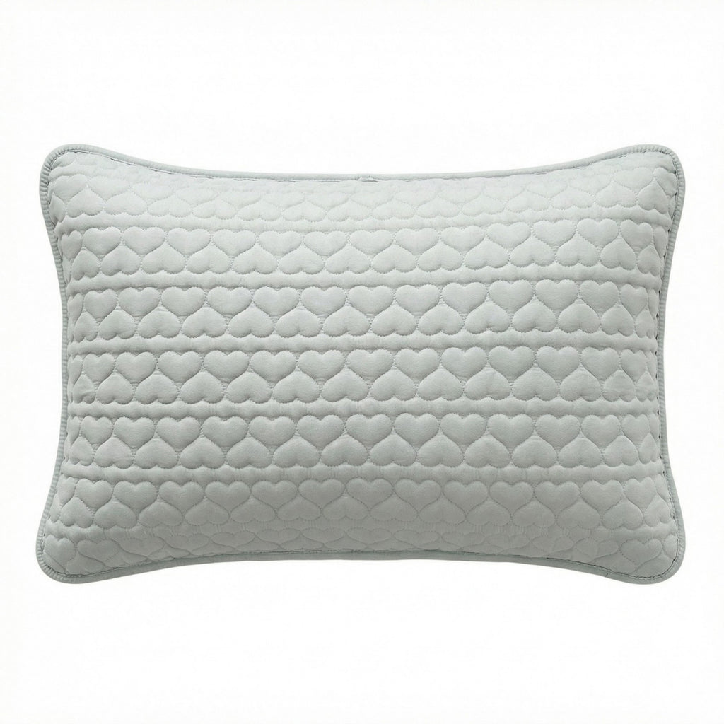 Anna-Kaci 2-Pack Heart Quilted Pillowcases with Envelope Closure Decorative Sleep Cover Set 18.9x29in