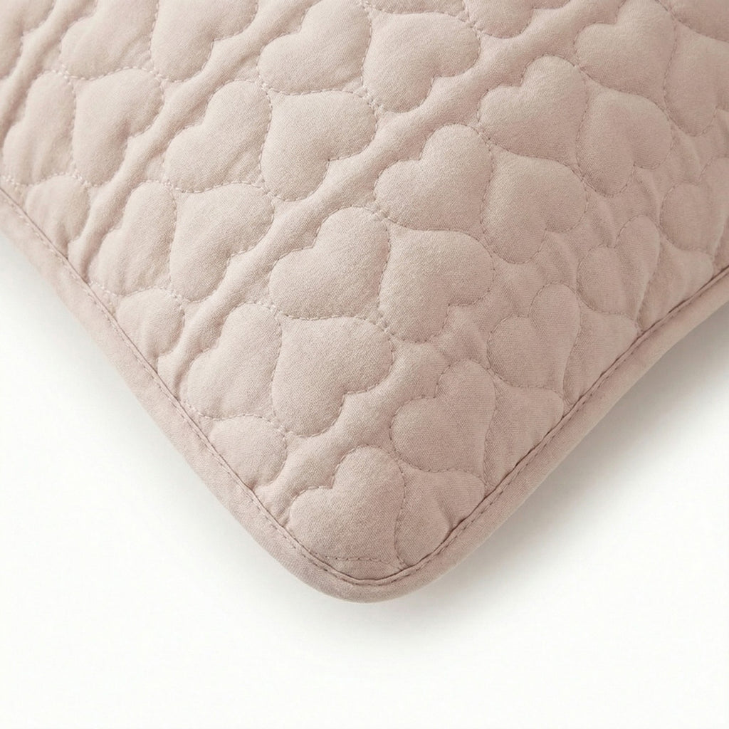 Anna-Kaci 2-Pack Heart Quilted Pillowcases with Envelope Closure Decorative Sleep Cover Set 18.9x29in