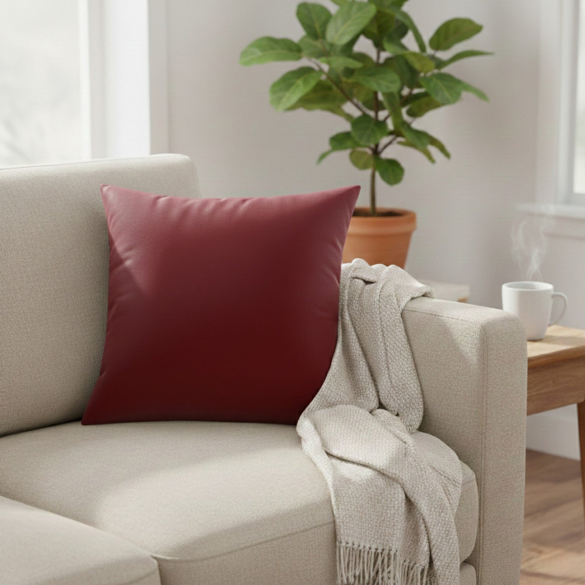 Anna-Kaci Solid Color Pillow Cover Decorative Square Cushion Case Single Piece 17.7x17.7in