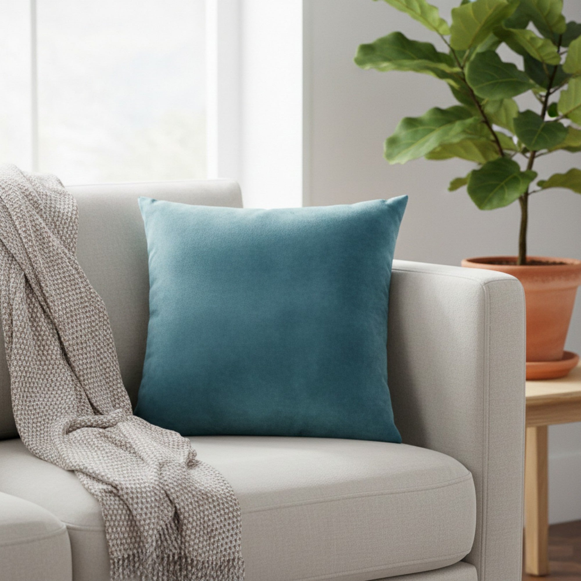 Anna-Kaci Solid Color Pillow Cover Decorative Square Cushion Case Single Piece 17.7x17.7in