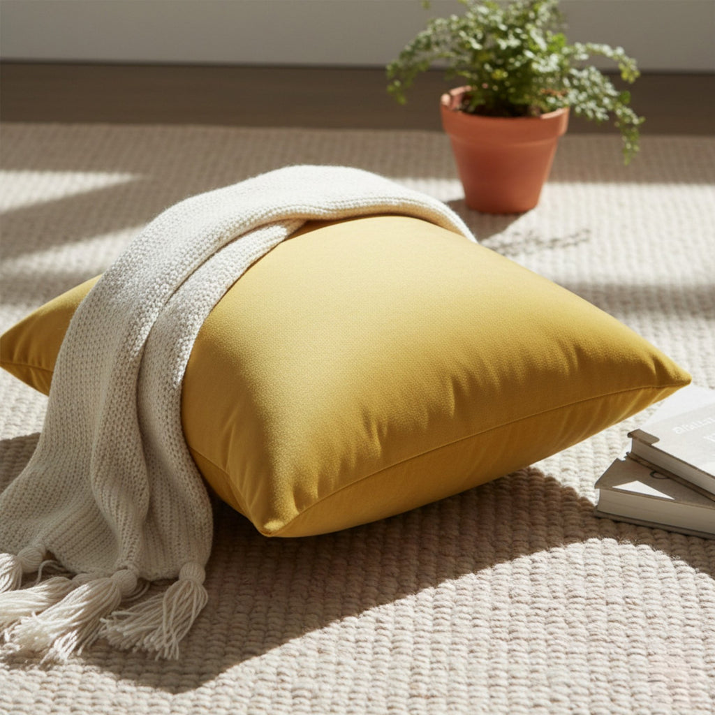Anna-Kaci Solid Color Pillow Cover Decorative Square Cushion Case Single Piece 17.7x17.7in