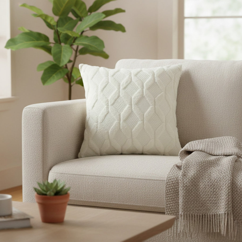 Anna-Kaci Cable Textured Pillow Cover Decorative Square Cushion Case Single Piece 17.7x17.7in