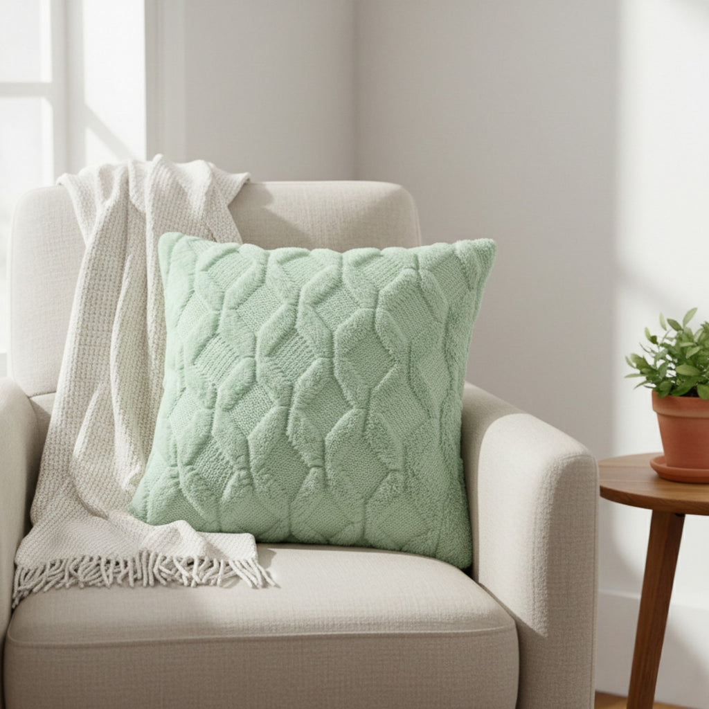 Anna-Kaci Cable Textured Pillow Cover Decorative Square Cushion Case Single Piece 17.7x17.7in