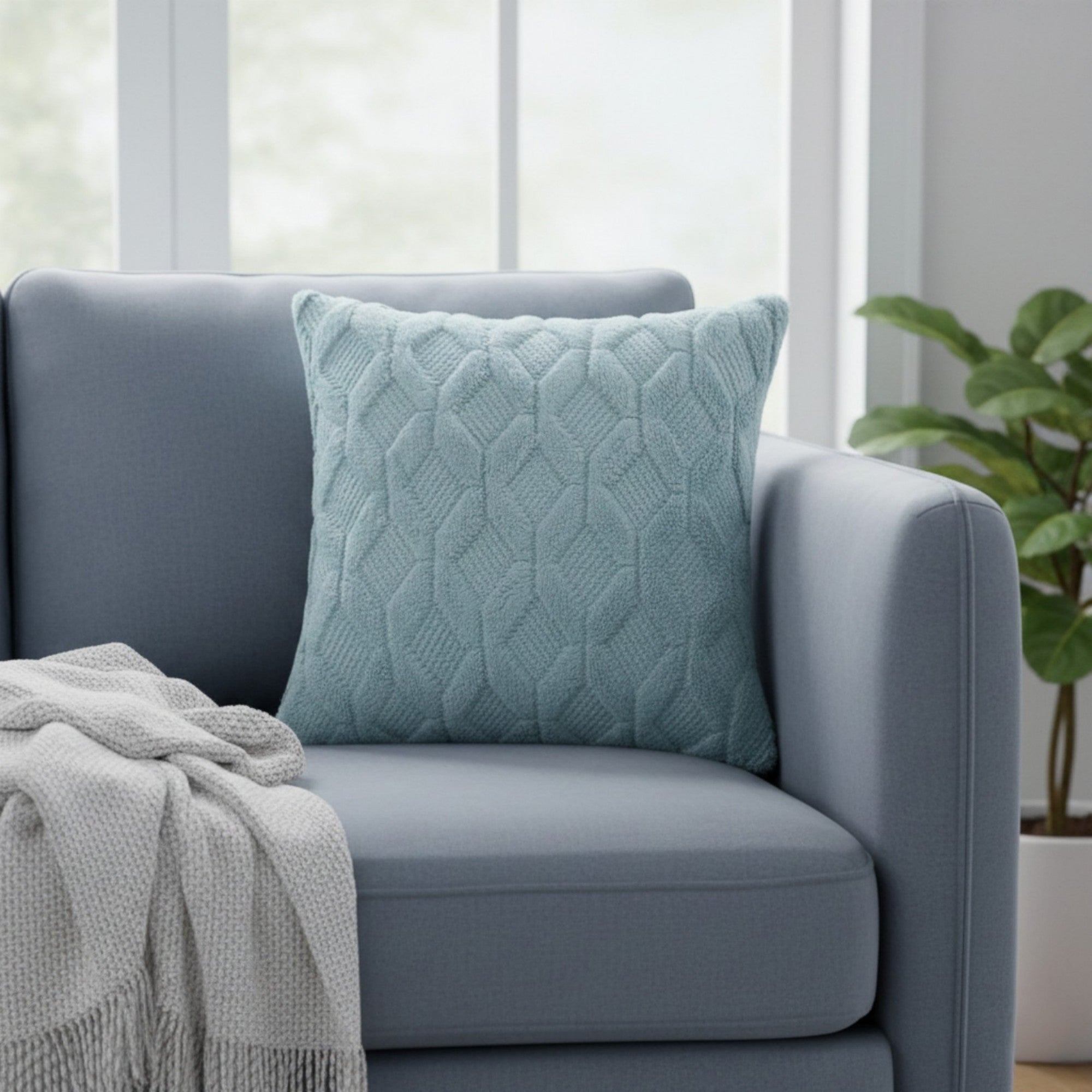 Anna-Kaci Cable Textured Pillow Cover Decorative Square Cushion Case Single Piece 17.7x17.7in