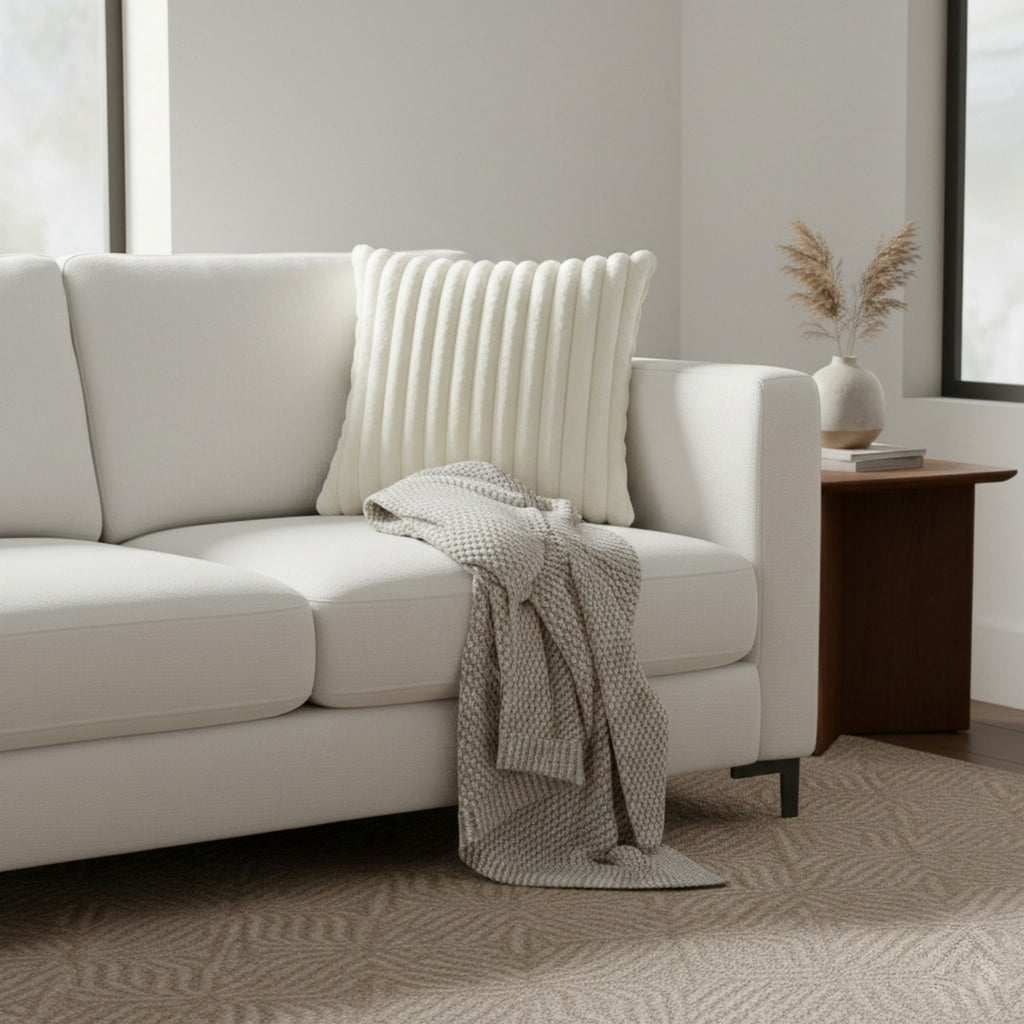 Anna-Kaci Textured Corded Pillow Cover Decorative Square Cushion Case Single Piece 17.7x17.7in
