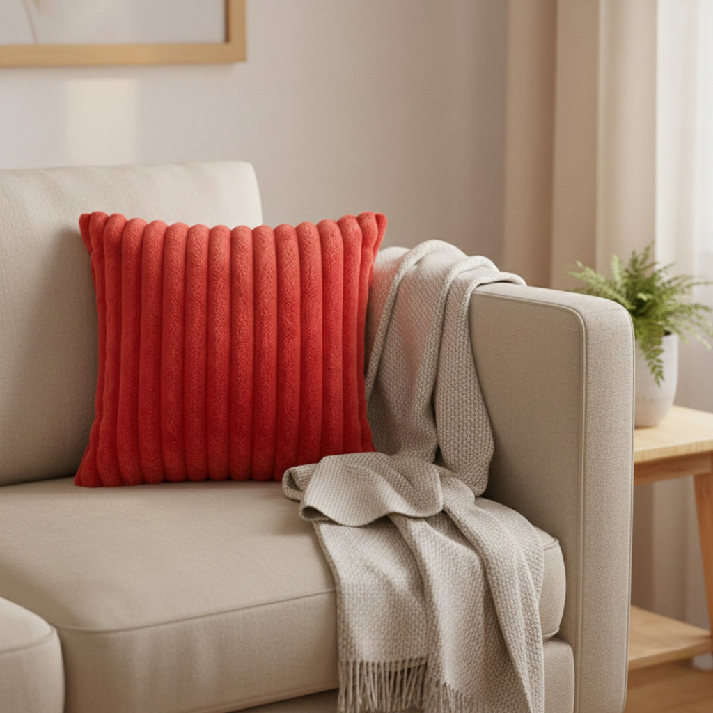 Anna-Kaci Textured Corded Pillow Cover Decorative Square Cushion Case Single Piece 17.7x17.7in