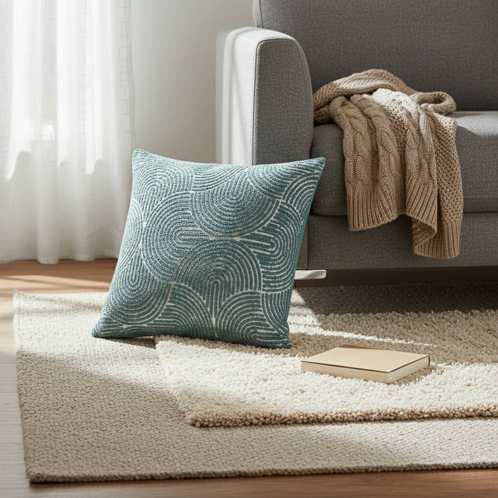 Anna-Kaci Textured Geometric Decorative Throw Pillow Cover Soft Woven Square Cushion Cover with Hidden Zipper 17.7x17.7in